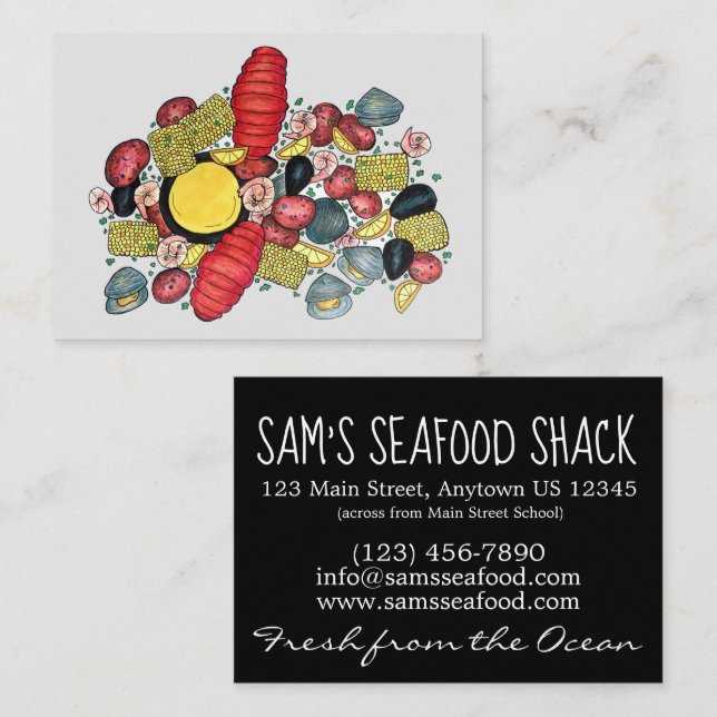 New England Clambake Seafood Restaurant Fishmarket Visitkort (Fram/baksida)