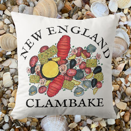 New England Clams Lobster Clambake Seafood Middag Kudde