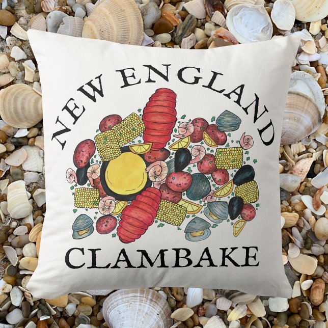 New England Clams Lobster Clambake Seafood Middag Kudde (New England Clambake Pillow)