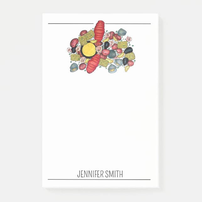 New England Clams Lobster Clambake Seafood Middag Post-it Block (Framsida)