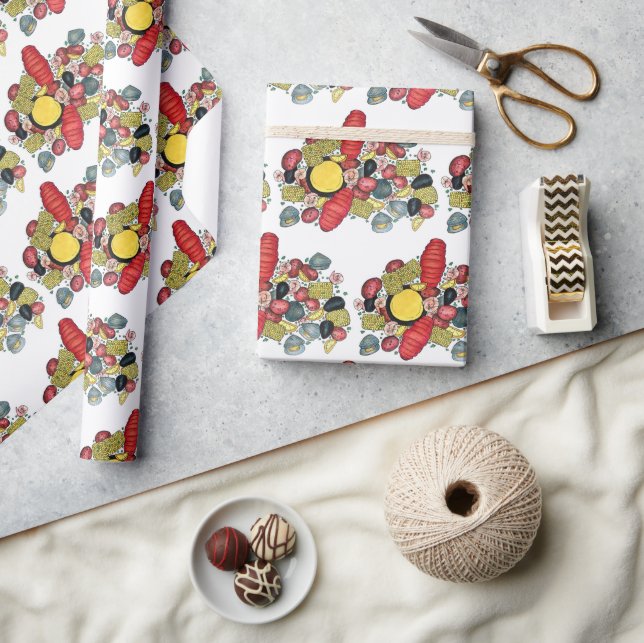 New England Clams Lobster Clambake Seafood Middag Presentpapper (Hantverk)