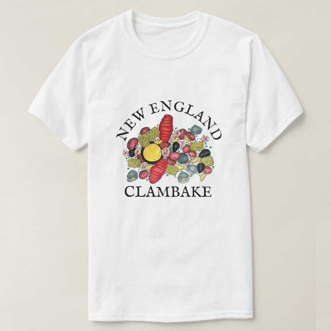 New England Clams Lobster Clambake Seafood Middag T Shirt (Design framsida)