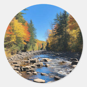New England Colorful Landscape, höst, Runt Klistermärke