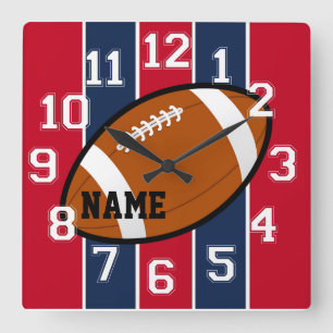 New England Färger Football Wall Clock Fyrkantig Klocka