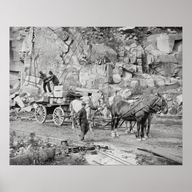 New England Granite Quarry, 1908. Gammalt foto Poster (Framsidan)