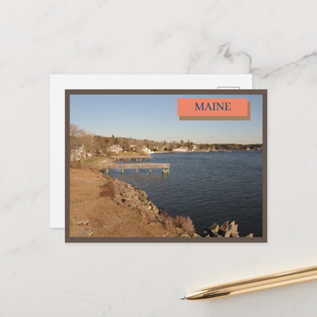 New England Houses Ocean Kittery Maine Nature Vykort (Fram/Back In Situ)