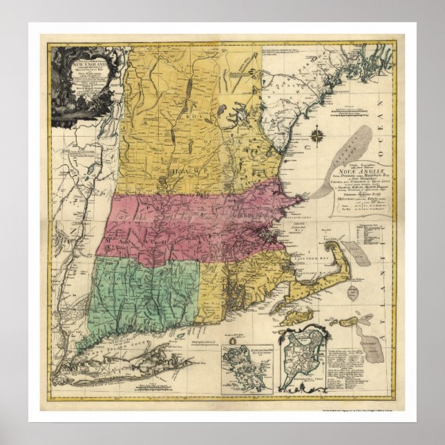 New England Karta - 1777 Poster (Framsidan)