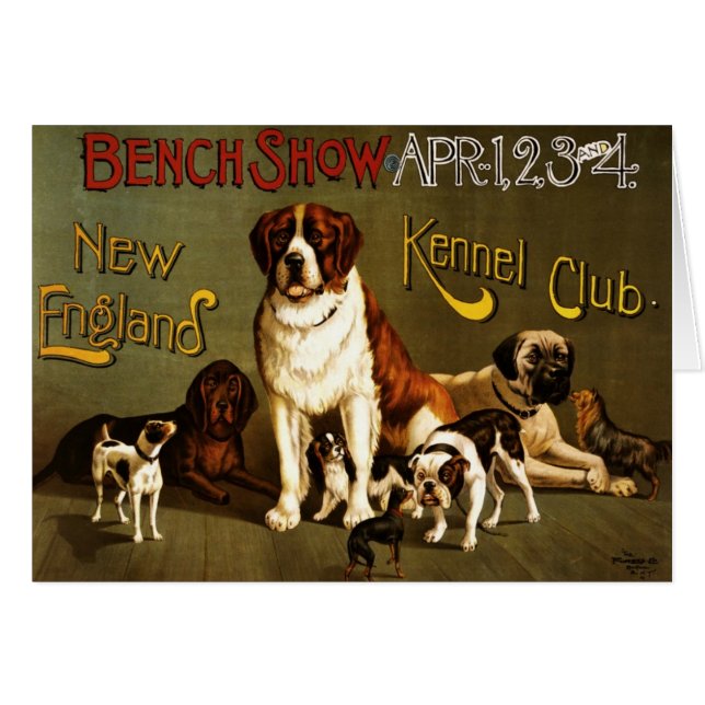 New England Kennel Klubb c.1890 show poster Hälsningskort (Framsidan Horizontal)