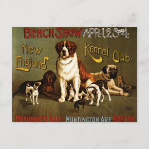 New England Kennel Klubb c.1890 show poster Vykort