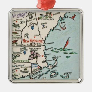 New England Kustkarta Julgransprydnad Metall