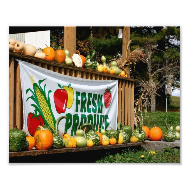 New England Land Farm stand Fall 8x10 Fototryck (Framsidan)