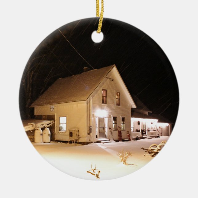 New England lantbrukarhem Julgransprydnad Keramik (Framsidan)