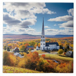 New England Ligcape i Fall Kakelplatta<br><div class="desc">New England-landskapet i fall,  färglös Vermont.</div>