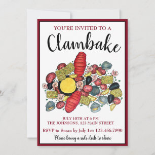 New England Lobster Boil Clambake Seafood Middag Inbjudningar