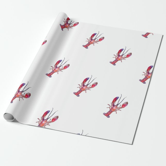 New England Lobster Gift Wrap Presentpapper (Utrullad)