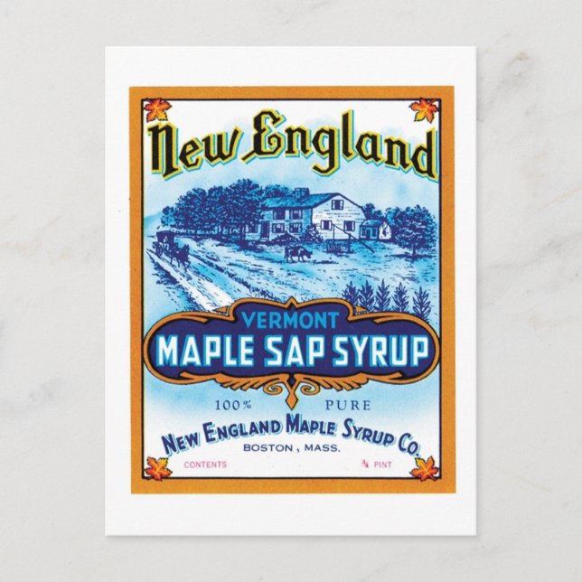 New England Maple Sap Syrup Ad Vykort (Framsida)