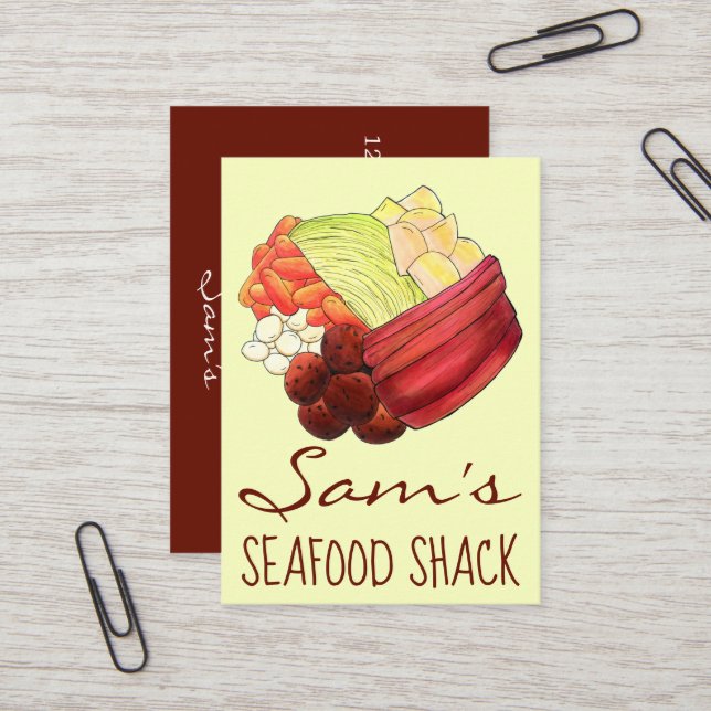 New England Meal Boiled Dinner Corned Beef Cabbage Visitkort (Fram/Back In Situ)