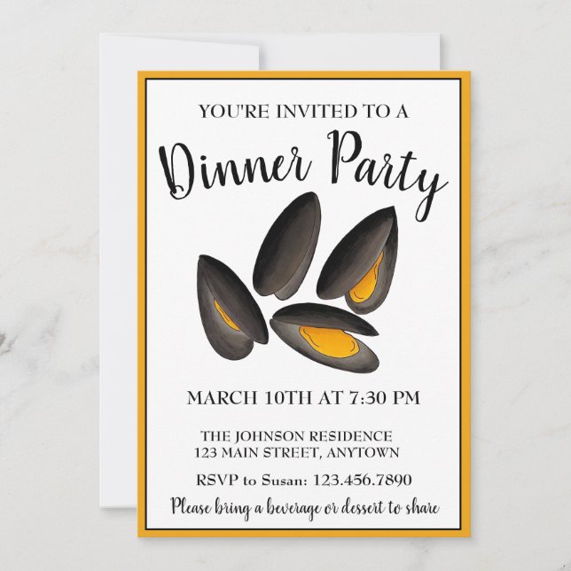 New England Musselboeach Seafood Middag Party Inbjudningar (Framsida)