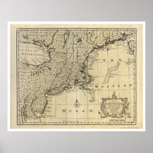 New England New jersey New York Karta 1747 Poster