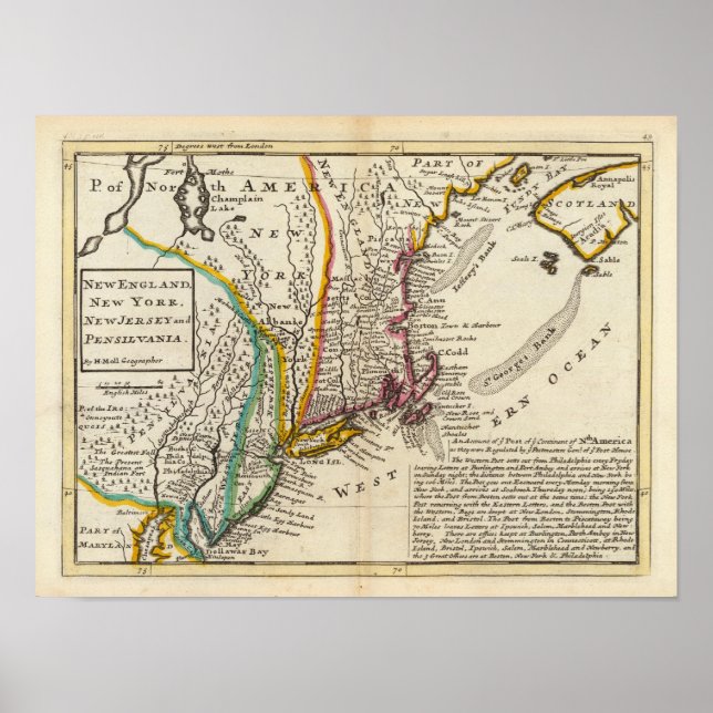 New England, New York, New jersey och Pennsylvania Poster (Framsidan)