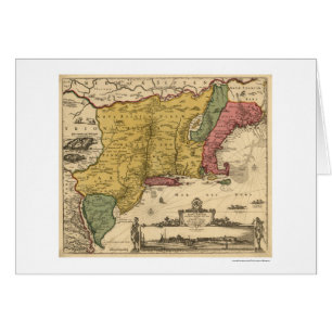 New England regional karta - 1685 Hälsningskort