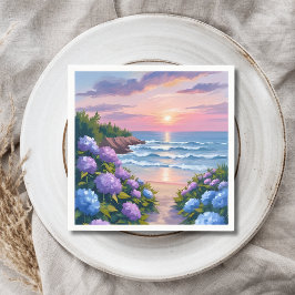 New England sommar | Hydrangea strandmålning Pappersservett
