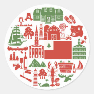 New England symboler Runt Klistermärke