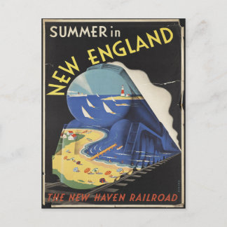 New England Travel Poster-vykort Vykort