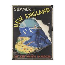 New England Travel Poster-vykort