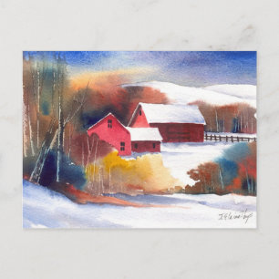 New England Valley Farm Vykort
