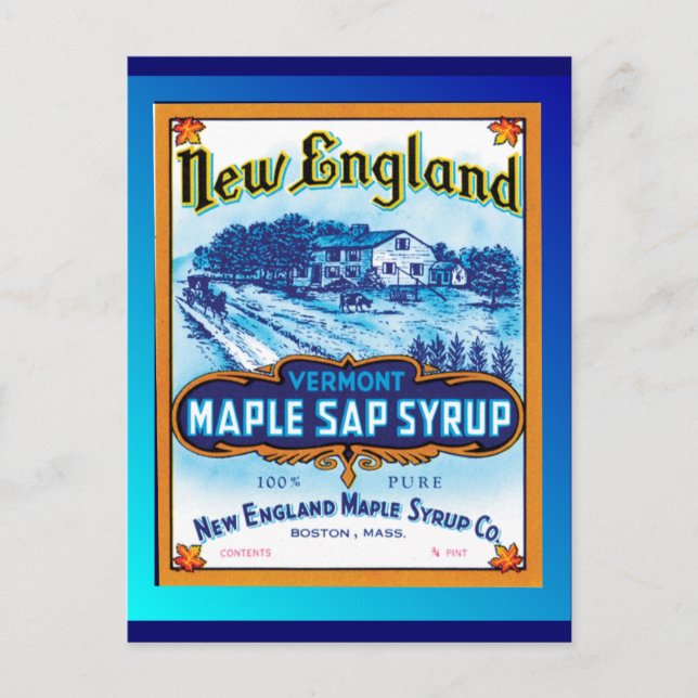 New England Vermont Maple Syrup Vykort (Framsida)