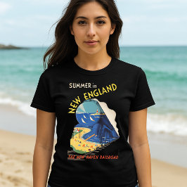 New England Vintage Art Deco Railroad Tåg T Shirt