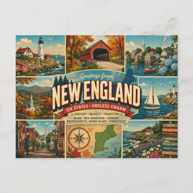 New England vykort (Framsida)