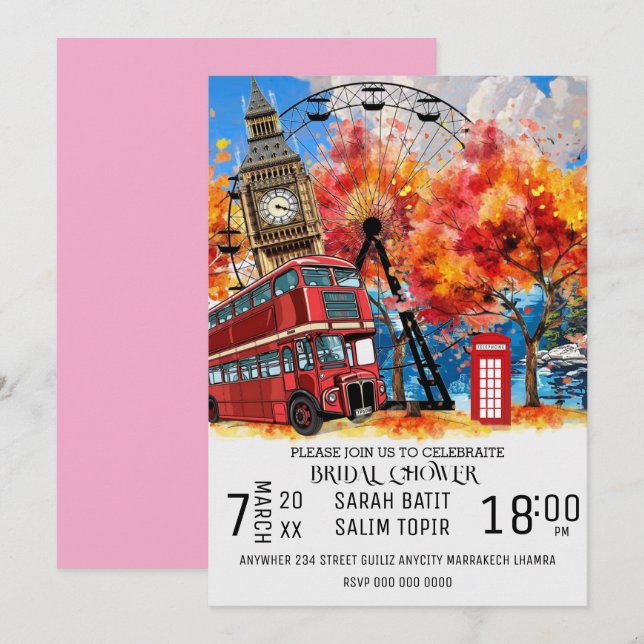 New Englands Watercolor Call MMPLATE, Öster C Inbjudningar (Fram/baksida)