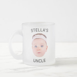 New farbror Gift Mugg, Anpassningsbar Baby Ansikte Frostad Glasmugg