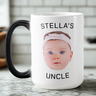 New farbror Gift Mugg, Anpassningsbar Baby Ansikte Magisk Mugg