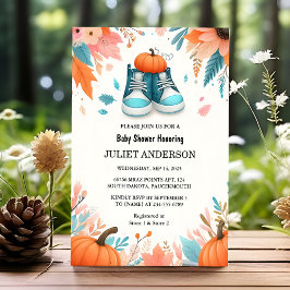 New Farm Rosa Blue Boho Girl Boy Fall Baby Shower Inbjudningar