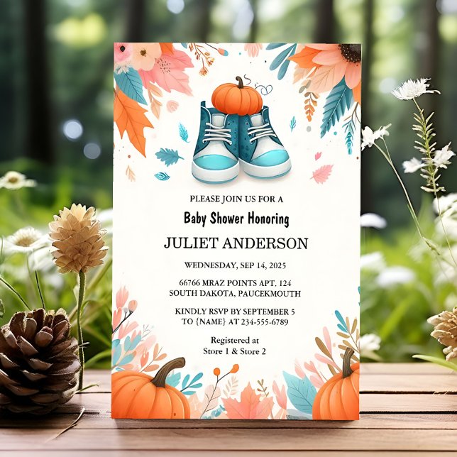 New Farm Rosa Blue Boho Girl Boy Fall Baby Shower Inbjudningar (Skapare uppladdad)