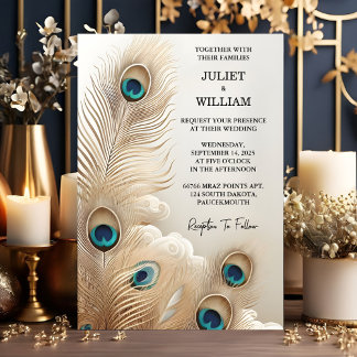 New Feather Rustic Asian Himlar Cloud Peacock Bröl Inbjudningar