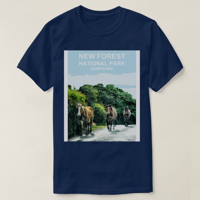 New Forest Hampshire ponies-hästpresenten New Fore T Shirt (Design framsida)