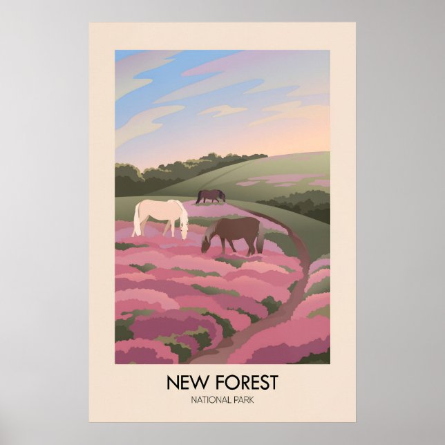 New Forest Nationalpark Modern Resemal Plakat Poster (Framsidan)