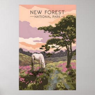 New Forest Nationalpark Reseskylt Poster