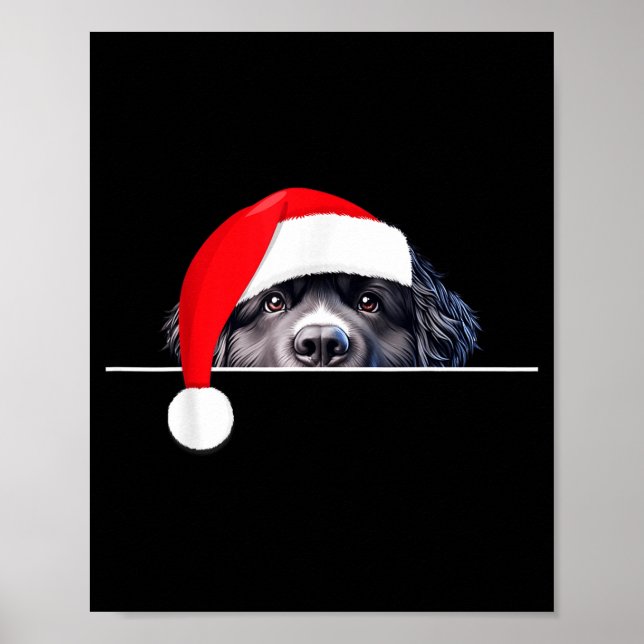 New Foundland Dog Lover Funny Santa Hat Christmas  Poster (Framsidan)