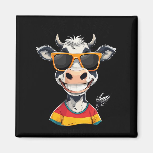 New Glarus Wi Usa Funny Cow Cartoon Design  Magnet (Framsidan)