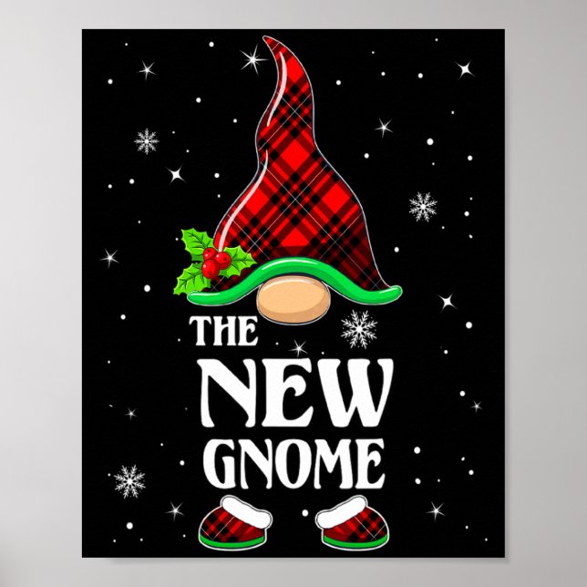 New Gnome Red Plaid Matching Family Christmas Paja Poster (Framsidan)