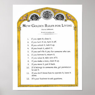 New Golden Regler for Living Poster