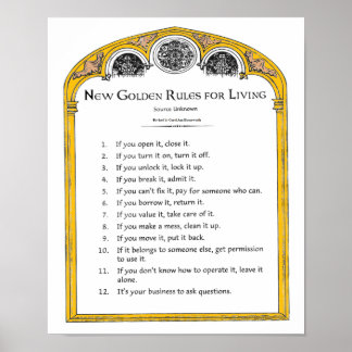 New Golden Regler for Living Poster