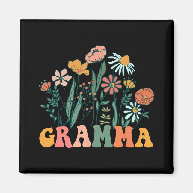 New Gramma Wildflower First Birthday &amp; Baby Sh Magnet (Framsidan)