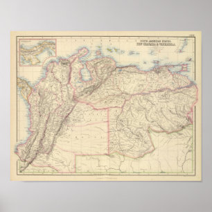 New Granada och Venezuela Poster