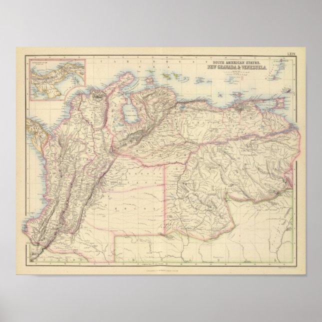 New Granada och Venezuela Poster (Framsidan)